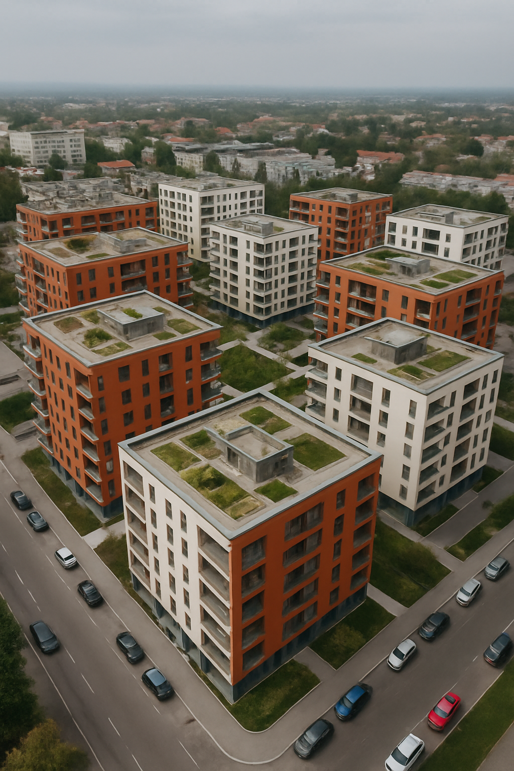 Aerial view of a new-build residential complex in Zagreb